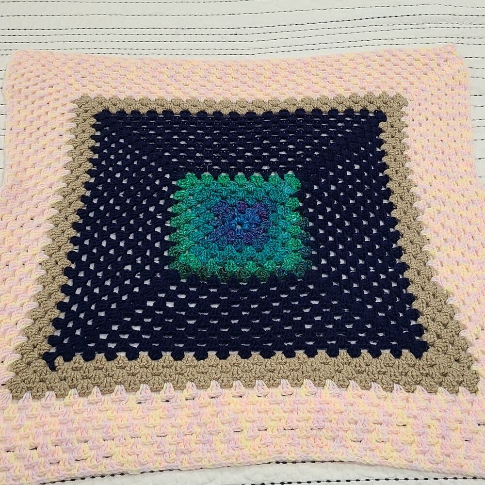 Knit Afghan Blanket in Colorful Pattern
